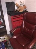 BURGUNDY RED LEATHER CHAIR ( HIGH BACK & ARMREST)
