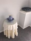 SMALL TABLE WITH WASH BOWL AND PITCHER