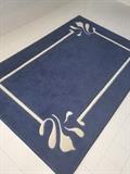 BLUE WITH WHITE TRIM RECTANGULAR BATHROOM RUG