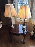 ANTIQUE LAMPS WITH GREEN JADITE SWIRL BOTTOM
