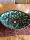 HANDPAINTED GLAZED POTTERY LARGE BOWL