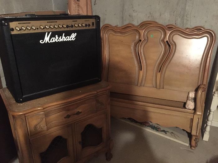 Twin headboards (2) and matching nightstand, with matching wardrobe and dresser (see picture, separate); amplifier