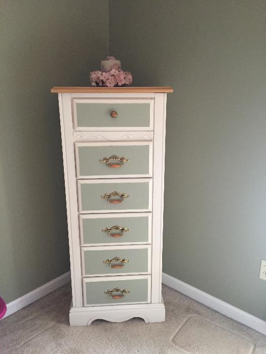 Lingerie chest with matching twin headboartd/footboard and dresser (shown separately); coordinating nightstand also available