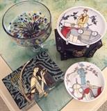 Limoges Porcelain, end-of-the-day glass, lacquer box