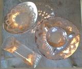 Mid-Century Silver on glass serve ware 