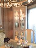 Beveled Glass Doors and Sides, Mirror Back Lighted Display Cabinet