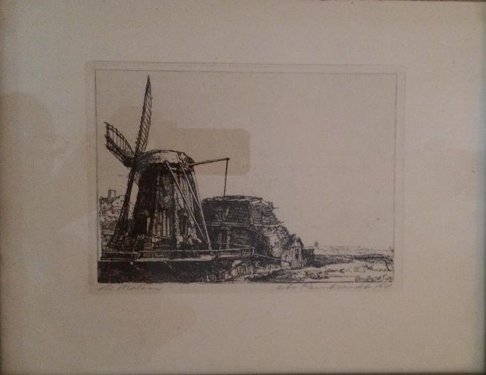 Rembrandt Etching "The Windmill"