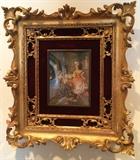 Beautifully Framed 18th C Watercolor "Parlor Scene" by Silver 
