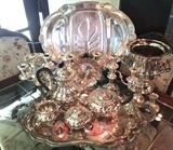 Silverplate & Sterling Serveware; 2 Royal Crown Derby Pheasants 