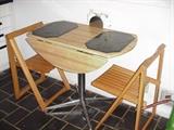 Drop-leaf table and two foldiing chairs