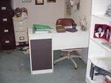 Desk, chair, file cabinets