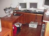 Assorted Computer equipment, lighting, desks
