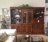 Cherrywood 3 Piece Wall Unit from Ethan Allen holds a collection of Princess House Glass, Silverplate and Crystal Accessories, Boxes, Bowls and Eggs from Kashimir and more!