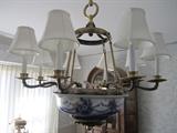 CUSTOM MADE BOWL AND BRASS CHANDELIER