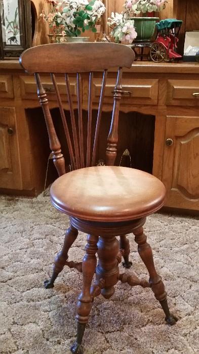 Antique Piano Stool with original CLAW feet