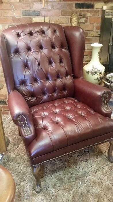 Beautiful Leather Tufted Chair with Nailhead detail