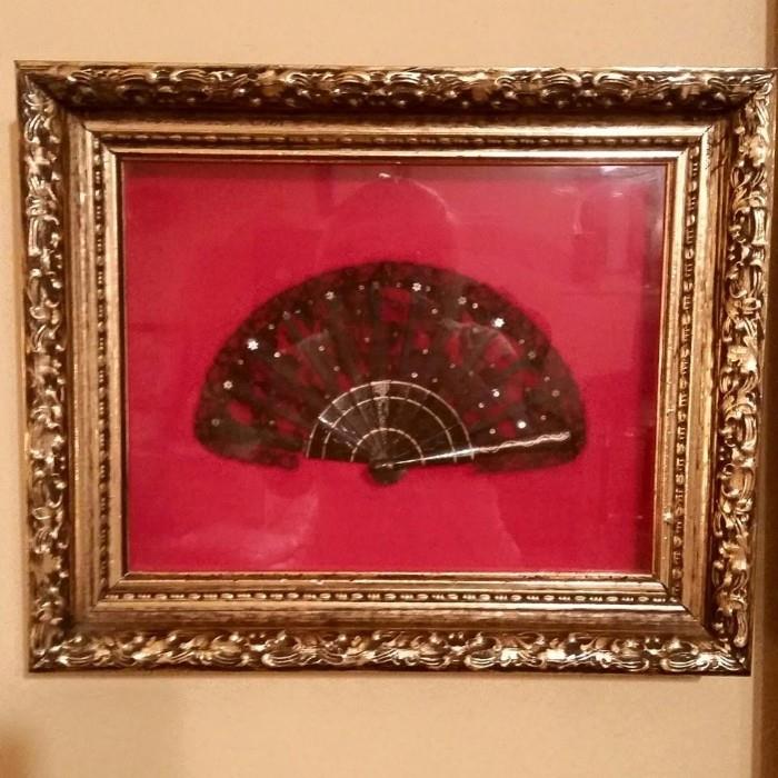 Several Beautiful Shadow Box framed (ornate) fans