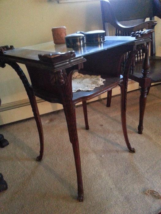 Carved glass top table