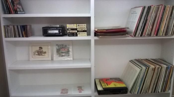 Albums, some cd's and an old Realistic 8 track player and tapes to play!