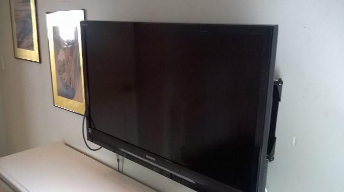 Closer view of Sony flat screen tv including wall mount