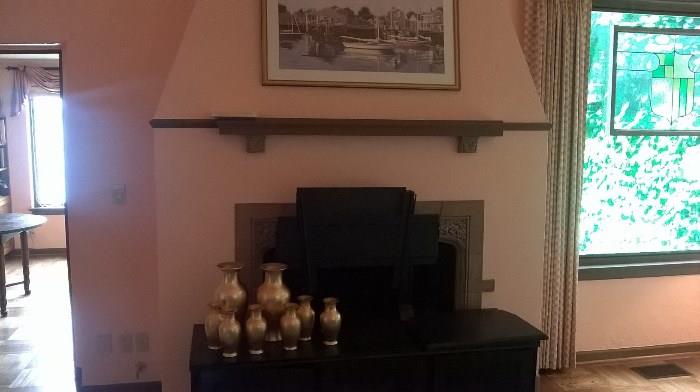 Entertainment console and vase collection