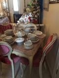 marble top parlor table and chairs