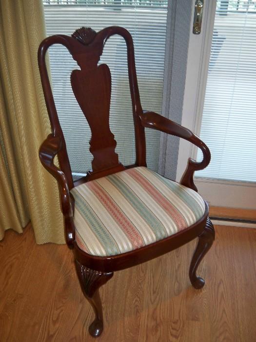 One of a Pair of Hickory Chair Co. Queen Anne Arm Chairs $250 pair