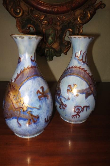 Pair of Wedgwood Dragon Luster Vases
