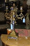 Brass Candelabra with inset Enamel Panels