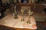 Pair Bronze Cherubs & Bronze Ewer