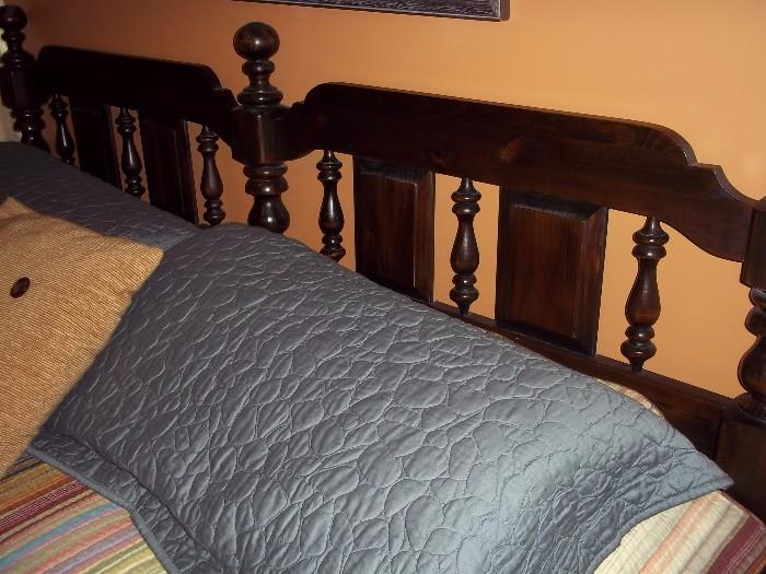 Vintage black pine King size head board  part of a bedroom set