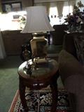           One of several end tables and lamps