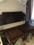 Queen bed (has matching dresser & highboy;  2 ottomans