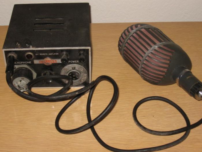 antique Collins radio microphone with 12 Y remote amplifier. Collins radio Company type 12 Y 11, serial #0389