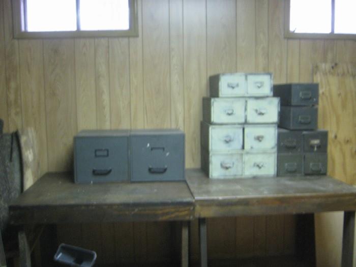 metal card catalog boxes -- great for storing small bits and pieces