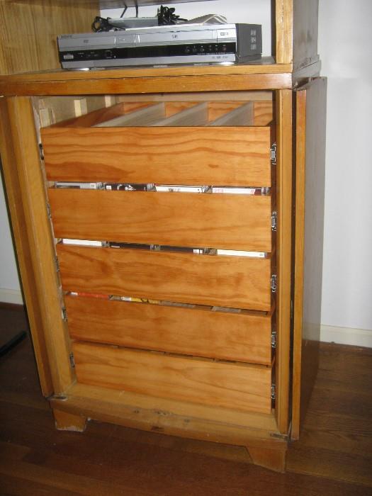 close-up of 5-drawer storage cabinet