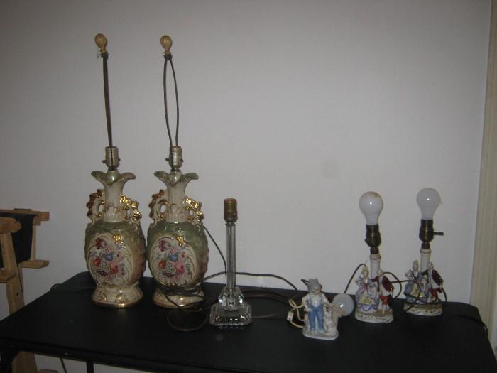 vintage lamps...some may need adjustment, but all light up