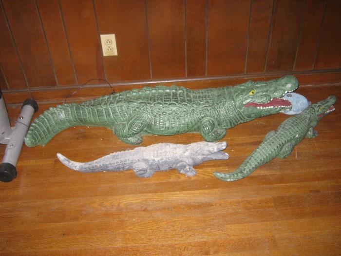 the gator family...all plaster...large one is very heavy