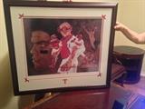 Vernon Wells Signed lithograph of Pudge Rodriguez