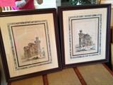 2 antique lithographs professionally framed