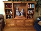 Large oak entertainment center, fits flat screen, very nice!