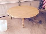 Solid vintage 1960's maple coffee table, antiqued in mustard and distressed.