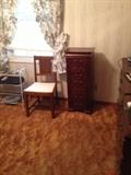 JEWELRY CHEST, CHAIR, WIRE RACK FOR STORAGE