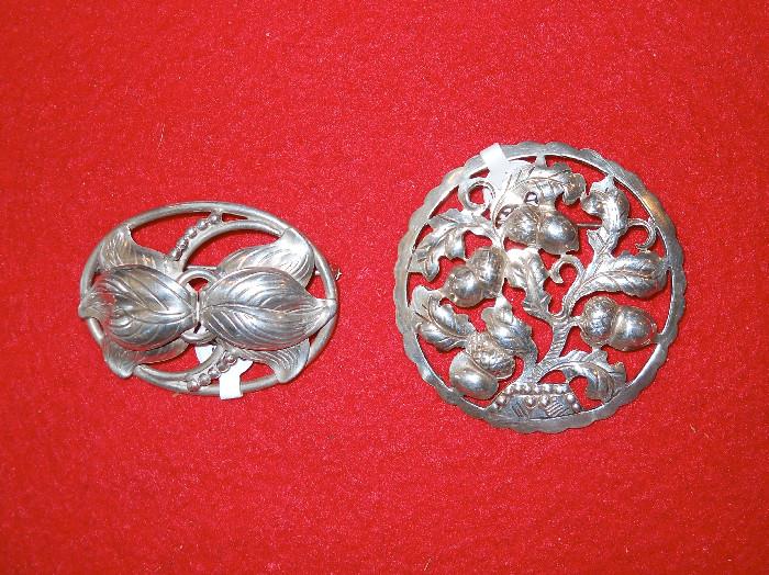 Kalo Sterling brooches, marked on the back