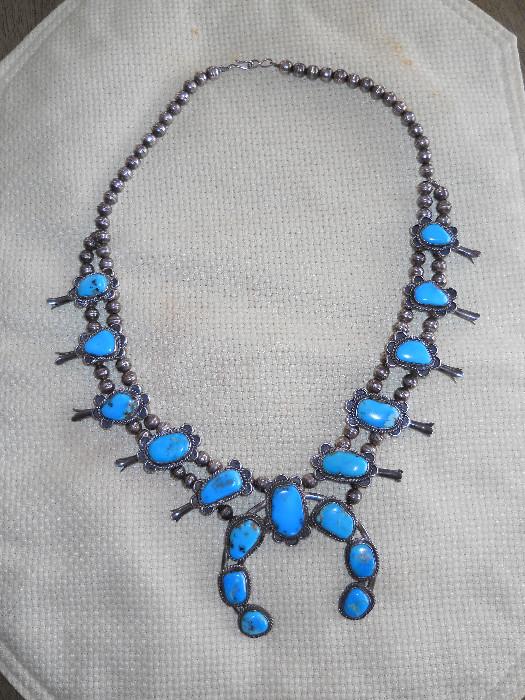 fabulous old Navajo Squash blossom necklace