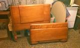 Seriously now, a truly great rare survivor American Art Deco Single bed Headboard and foot board.