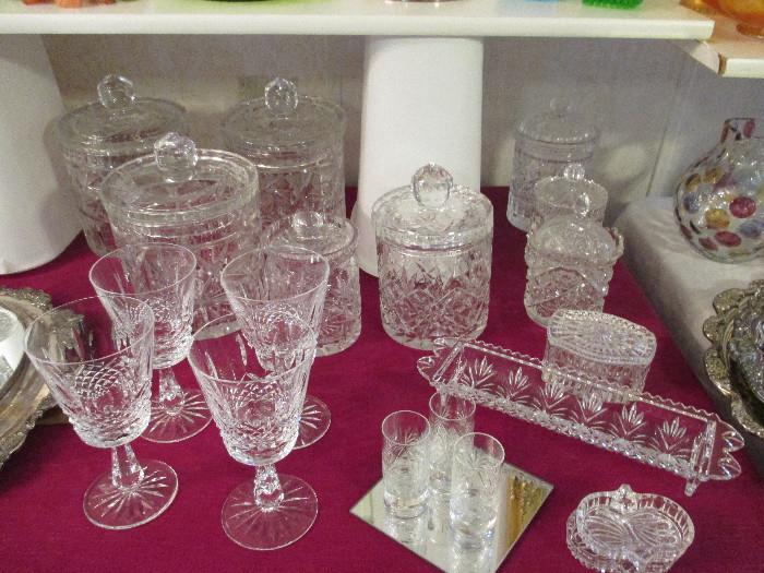 Beautiful Crystal Biscuit Jars and Canisters.  Waterford Glasses