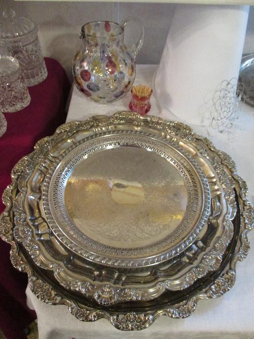 Stunning Ornate Poole Silver Plated Trays