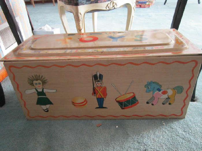 Charming vintage metal toy chest