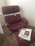 Mid-century modern chair (as is) & ottoman; Life & Look magazines